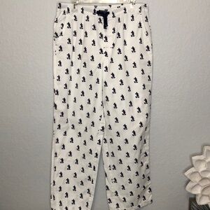 Disney Mickey Mouse Cotton Lounge Pajama Pants White with Navy Print XL